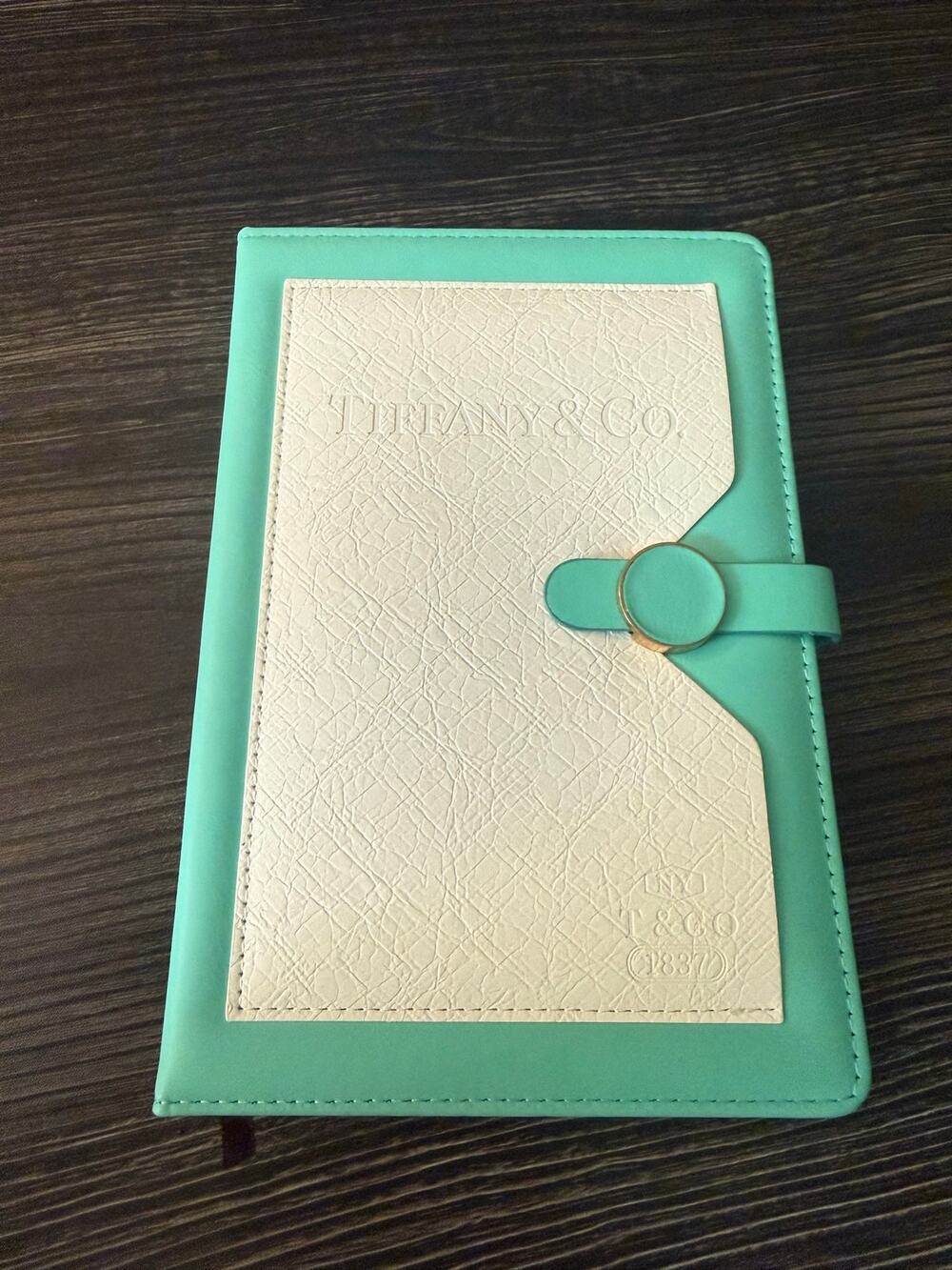 NWOT Tiffany & Co. White & Tiffany Blue Leather Colorblock Journal Notebook